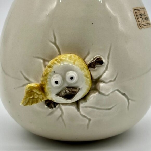 Vintage Fitz and Floyd Bird Hatching From Egg Vase Mug Ceramic Signed Dated 1977 - Picture 10 of 10